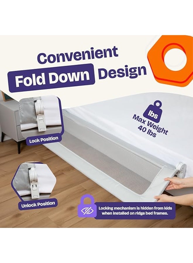 LONG TODDLER BED RAILS - BABY BED RAIL GUARD FOR KIDS, TWIN, FULL, KING AND QUEEN BEDS - ADJUSTABLE BED RAIL FOR TODDLERS - BABY BED SIDE BEDRAILS - GRAY, LONG (55.5" X 19.5"), PACK OF 1 - Image 5